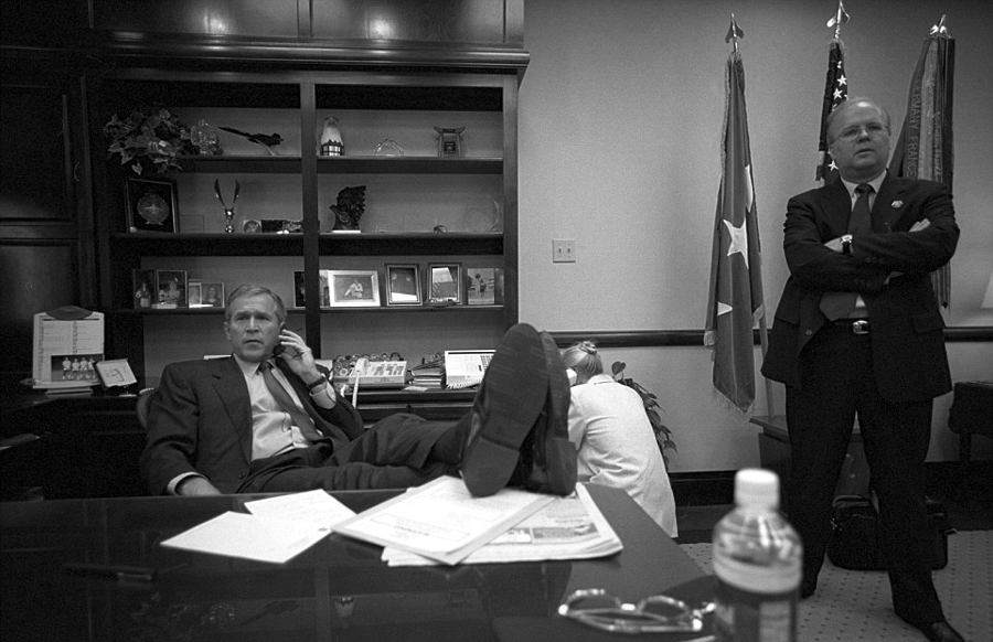 GWB Feet on desk NWO NWO NWO