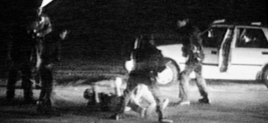 Rodney King overpowering six policemen