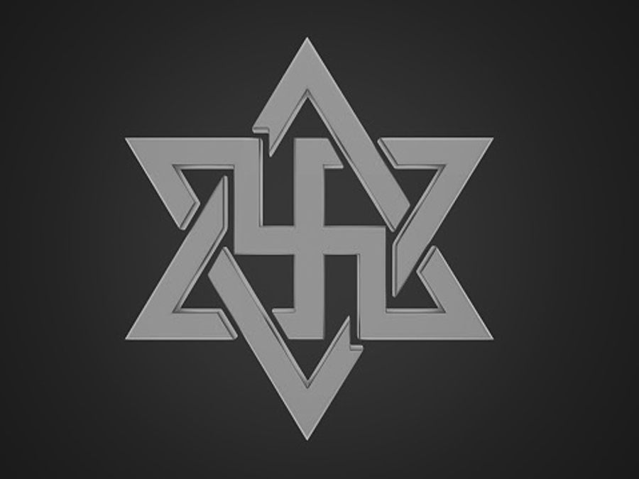 Unusual Swastika within Six pointed Star of David