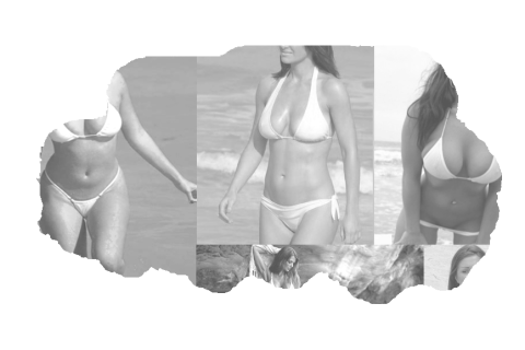 White bikinis emerging from water